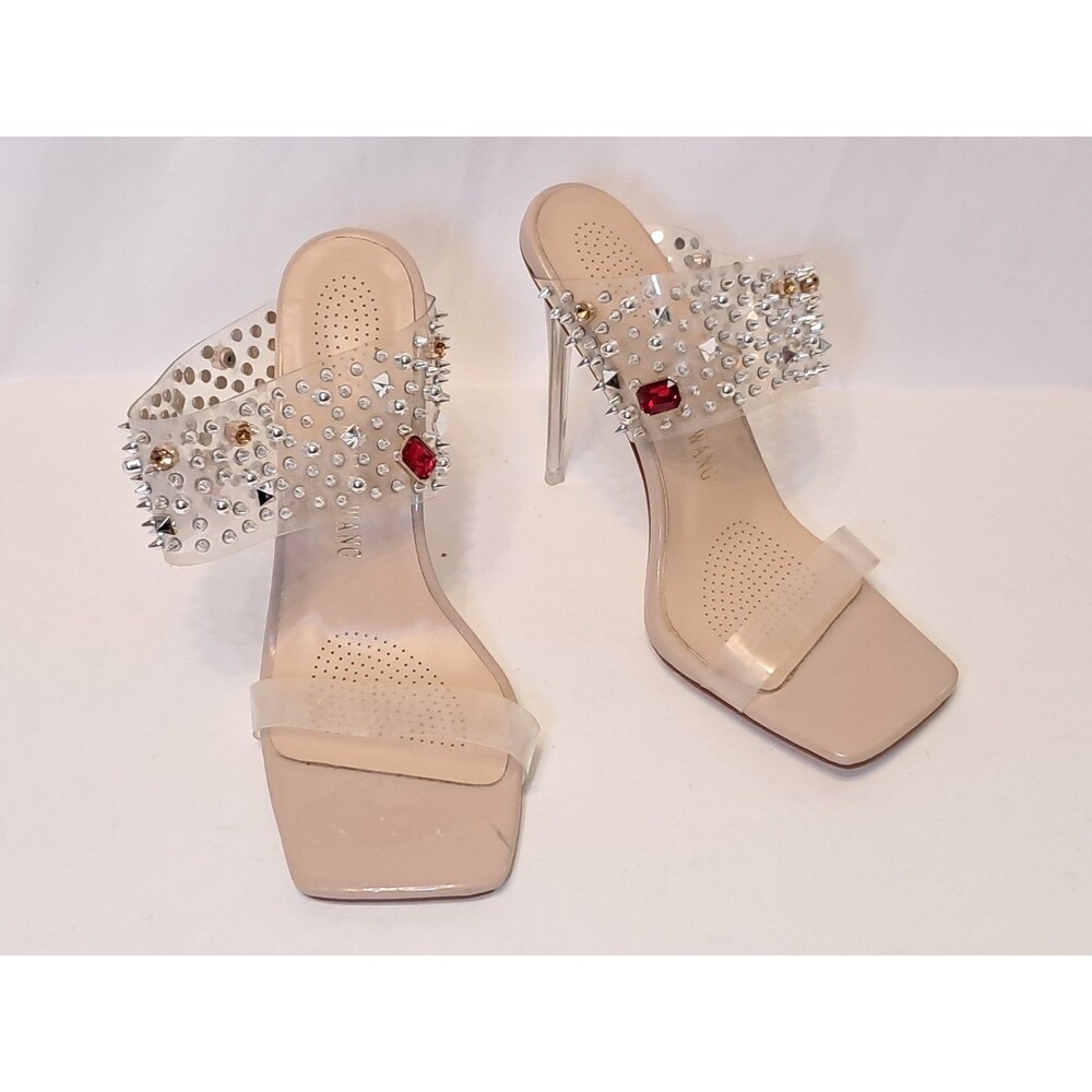Azalea Wang Just A Dream Stiletto Sandal Slip On Embellished 4.5" Heel Size 6.5